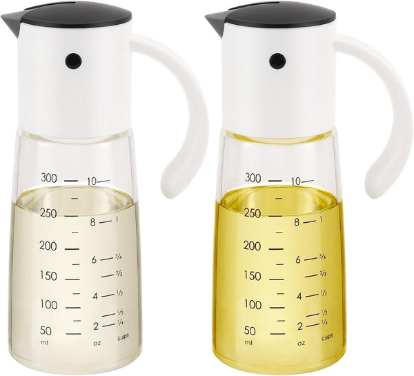 Vucchini Oil Dispenser Bottle Set - 10 oz Olive Oil Dispenser for Kitchen Cooking, Leakproof Glass Cruet