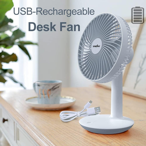 6-Inch Portable Battery-Operated Desk Fan, Rechargeable Electric Mini Fan with 4 Speed Levels for Home Office Camping