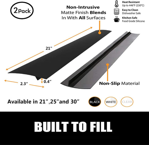 Silicone Stove Gap Covers (2 pack), Heat Resistant Stove Counter Guard Gap Filler Seal the gap between Oven Kitchen Cabinet and Stove Countertop Easy Clean (21 inch, Black) by SEVCHY