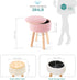 BRIAN & DANY Vanity Stool, Sherpa Vanity Stool Chair with Storage, Round Makeup Chair Soft Padded Seat with Legs