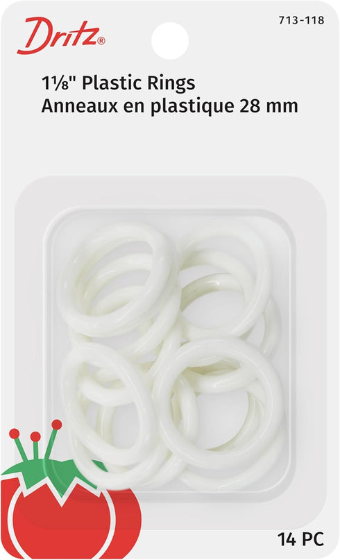Dritz Plastic Rings, 1-1/8", 14 Count, White