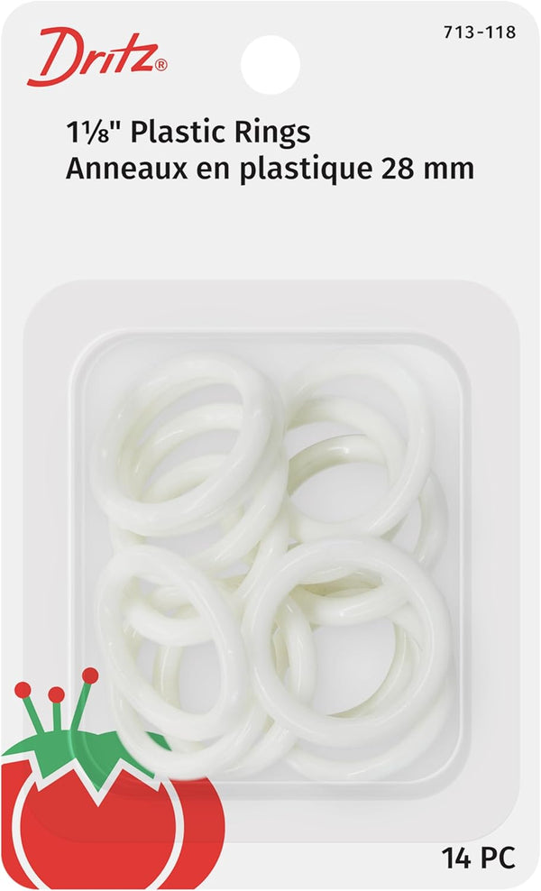Dritz Plastic Rings, 1-1/8", 14 Count, White