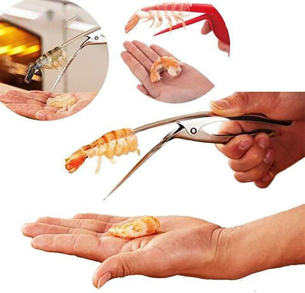ELEDUCTMON 2-in-1 Shrimp Deveiner Tool with Ergonomic Handle - Seafood Peeler Knife for Kitchen, BBQ - Dishwasher Safe