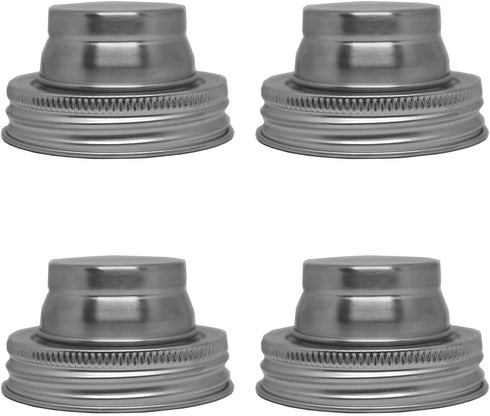 4 Stainless Steel Mason Jar Shaker Lids with Silicone Seals for Dredging Flour, Spices, Sugar, Salt, Peppers