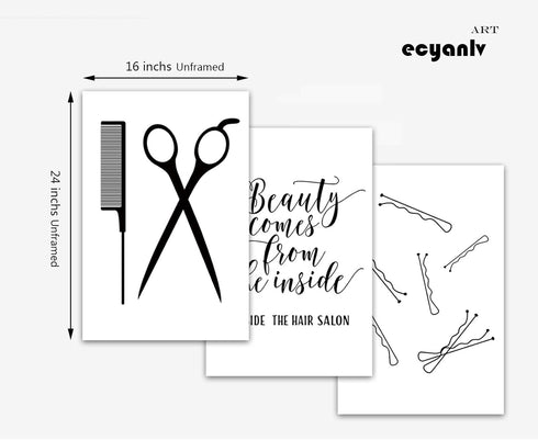 Hair Salon Wall Art, Beauty Salon Pictures Decor, Fashion Canvas Art for Beauty Room Poster Makeup Wall Art