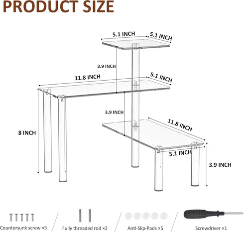 Countertop 11.8x11.8x12.4 Inch, 3 Countertop, Sezanrpt Clear Corner Organizer Shelf Tier Acrylic Bathroom Organizer