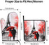 Oven Mitt and Pot Holders 2 Sets, Non-Slip BBQ Gloves with Eiffel Tower Flower Kitchen Design