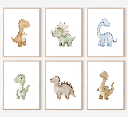 SYYANKK Dinosaur Nursery Wall Art Kids Canvas Poster Boys Room Wall Decor Watercolor