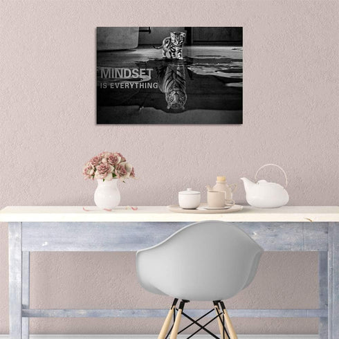 Inspirational Cat Entrepreneurship Wall Art, Positive Canvas Poster Print for Office Decor - 12" Hx18 W