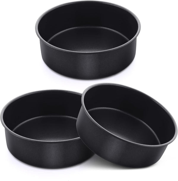 E-far 6 Inch Cake Pan Set of 3, Nonstick Stainless Steel Small Round Cake Pans for Baking Layer Cakes, Non-toxic