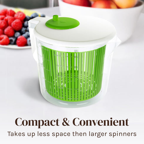 Cooler Kitchen Small Salad Spinner Mini Lettuce Spinner and Dryer with Measuring Cup Bowl Compact Veggie & Fruit