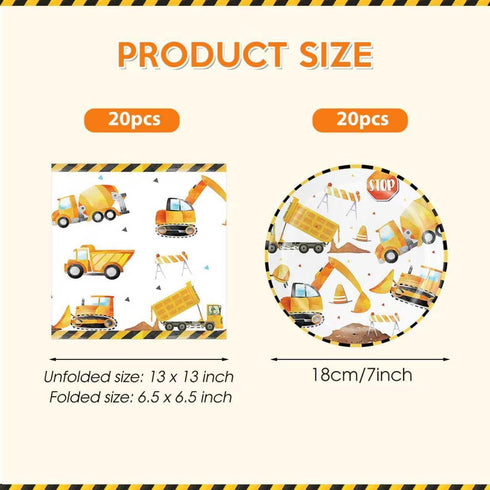 Funnio lucu Decorations,40Pcs 20 Construction Party Construction Birthday Party Supplies Including Disposable