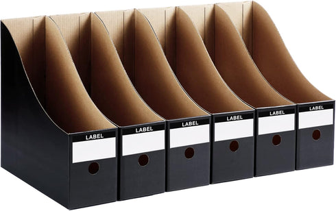 Magazine Holder for Home Office Desk - 10.6'' H×10.2'' L ×3.5''W Storage Box (Black, 6 Pack)