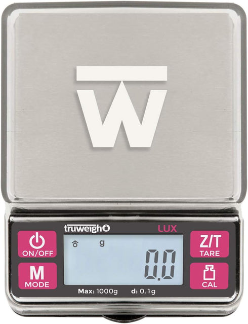 LUX Digital Mini Scale (1000g x 0.1g, Black/Red) - Portable Food Scale for Meal Prep and Coffee