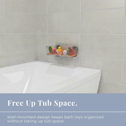 COLINCH Bathtub Toy Storage Clear Bath Toy Holder with Drainage Holes, Wall-Mounted No-Drill Organizer for Kids Tub