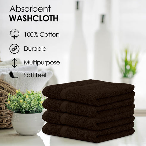 24-Pack 12 12 Inch Avalon Towels Cotton Washcloths x Brown Super Soft & Absorbent Ring-Spun Cotton Wash Cloths