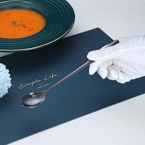 Black Long Handle Spoon, Coffee Stirrers, Premium Stainless Steel Ice Tea Spoons, Ice Cream Spoon, Cocktail Stirring