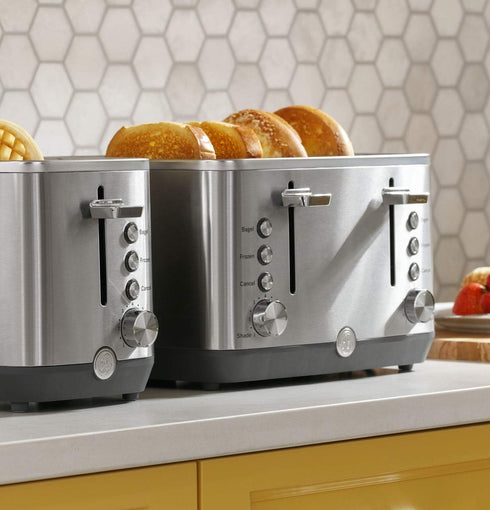 GE 2 Slice Stainless Steel Toaster, Extra Wide Slots for Toasting Bagels, 7 Adjustable Shade Settings, 850 Watts