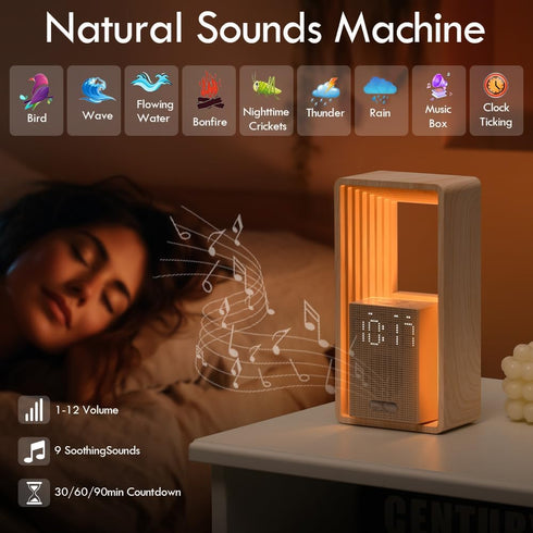 9 Dimmable WILIT Digital Alarm Clock, Sunrise Alarm Clock with Nightlight, Sleep Aid Sounds, White Noise Sounds