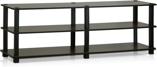 Furinno TST No Tools 3-Tier Wide Shoe Storage Rack, Dark Brown/Black, 47 Inch