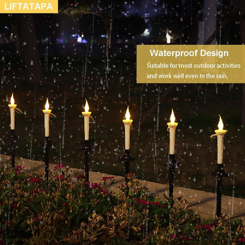 4Pcs Solar Taper Candles with Holders, Waterproof LED Candles Light Rechargeable Tapered Candlesticks with Dusk to Dawn