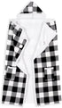 Premium Wearable Hooded Blanket for Adults 71"x51" - Super Soft, Lightweight, Microplush, Cozy Buffalo Plaid White/Black