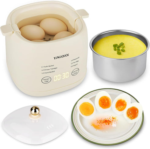Rapid Egg Cooker, 6 in 1 Electric Egg Boiler for Hard Boiled, Soft Boiled, Egg Custard with Auto Shut Off - No BPA