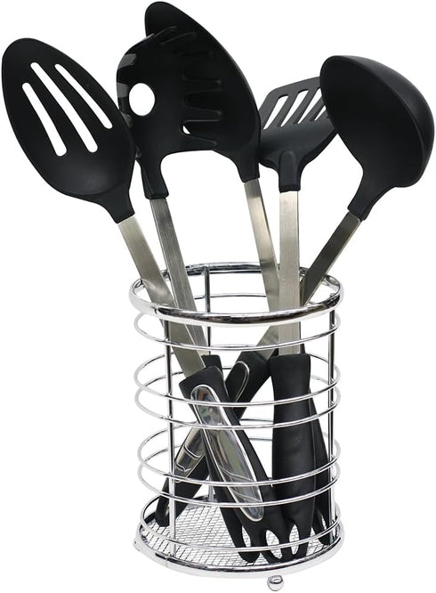 Home Basics Chrome Plated Steel Cutlery Holder