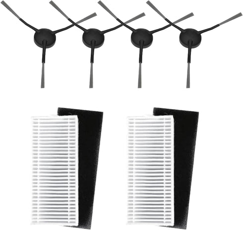 Replacement Parts for iHome Nova S1 Pro Robotic Vacuum Cleaner, 4 Side Brush and 2 Filter