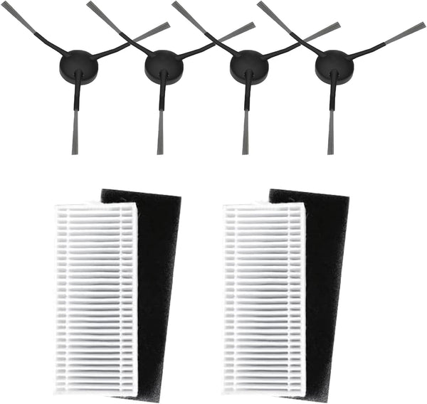 Replacement Parts for iHome Nova S1 Pro Robotic Vacuum Cleaner, 4 Side Brush and 2 Filter