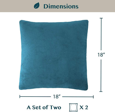 PAVILIA Teal Blue Throw Pillow Covers 18x18, Set of 2 Decorative Cases for Bed Sofa Couch, Velvet Square