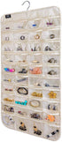 Hanging Jewelry Organizer, 80 Pocket Accessories Organizer for Holding Jewelry, Beige.