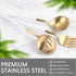 Serving Utensils Set of 5, Matte White Gold Large Spoon, Slotted Spoon, Serving Fork, Sugar Spoon, Butter Knife