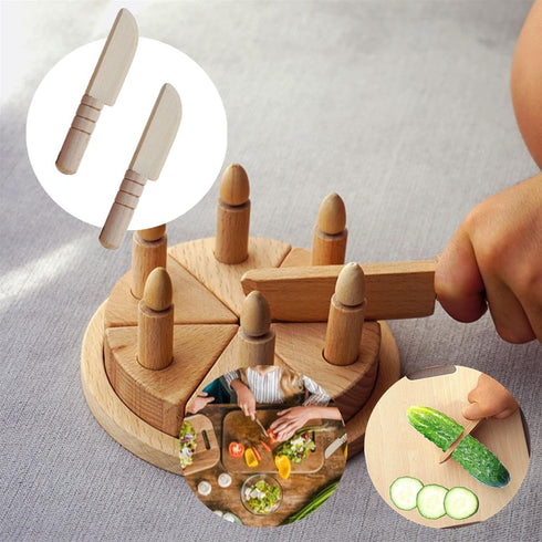3 Pcs Wooden Kids Knife Safe Toddler Knife, Child Kitchen Tools for Cooking, Cutting Veggies, Fruits, Salad, Cake