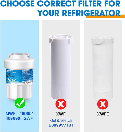 PUREPLUS Water Filter Replacement for HDX FMG-1, MWFP, MWFA, PL-100, WFC1201, RWF0600A, PC75009, RWF1060, 197D6321P006, GSE25GSHECSS, Kenmore 469991 Refrigerator Cartridge, 2Pack by PUREPLUS
