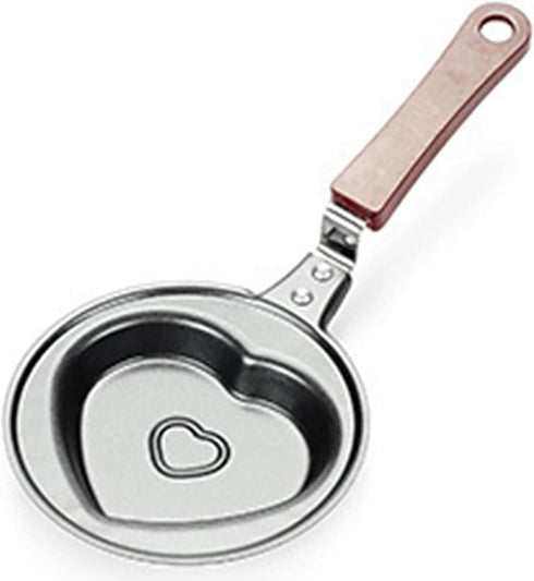 YIKANGHENG Mini Frying Pan, 4.8 Inch Heart Shape Iron Egg and Omelet Pan with Nonstick Coating for Kitchen (Heart)