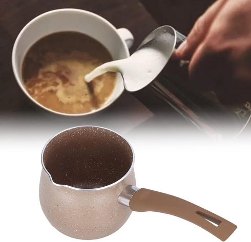 10cm Dia Nonstick Milk Pan, Aluminum Alloy Saucepan with Pour Spouts, Small Soup Pot