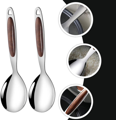 2pcs Stainless Steel Rice Spoon, Rice Cooker Dishes Condiment Spoon, Non Stick Kitchen Scoops