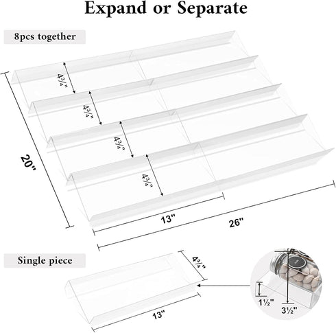 Mulush Acrylic Spice Rack Tray - Spice Drawer Organizer for Kitchen Cabinets Storage and Organization (Jars Not