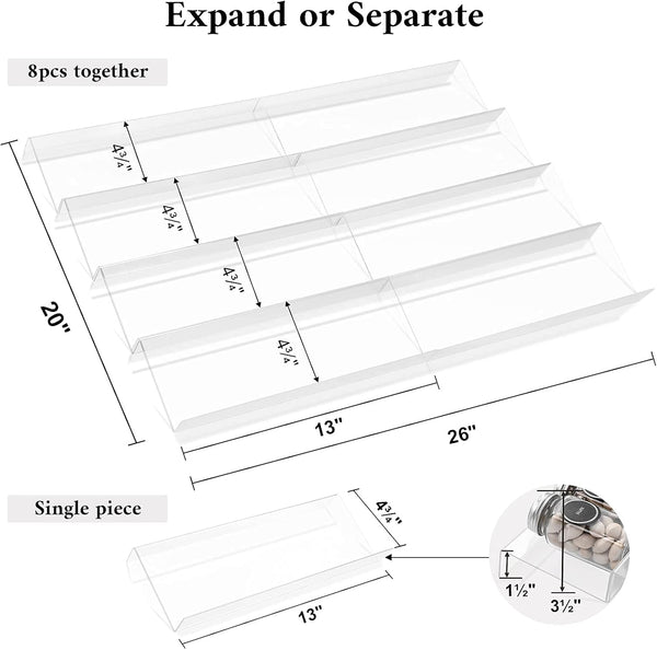 Mulush Acrylic Spice Rack Tray - Spice Drawer Organizer for Kitchen Cabinets Storage and Organization (Jars Not