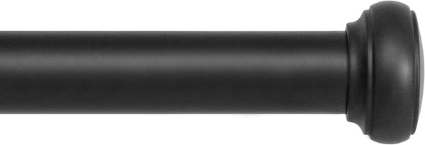 Kenney Weaver Cap End Indoor/Outdoor Black Curtain Rod, Adjustable 37-72 Inch for Windows & Patio