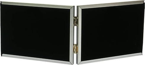 Twin 2 Picture Horizontal Double Folding Photo Frame - Brushed Aluminium Satin Silver - Takes 2 Photos of 6 x 4 inches