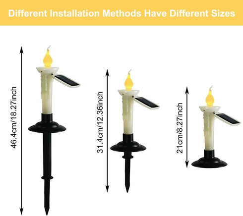 4Pcs Solar Taper Candles with Holders, Waterproof LED Candles Light Rechargeable Tapered Candlesticks with Dusk to Dawn