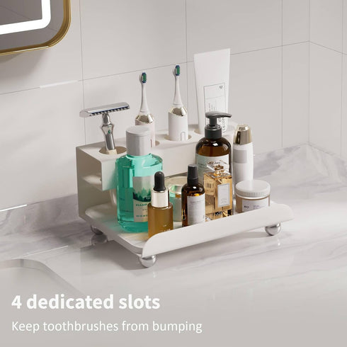 4 Counter YOOLENS Quick Dry Electric Toothbrush Holder Slots Metal Bathroom Organizer for Toothpaste Razor Mouthwash