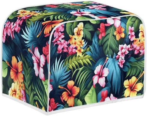 Tropical Floral Hibiscus 2 Slice Toaster Cover, Plus Size Dust Cover for Microwave Oven, Hawaii Island Style Flowers