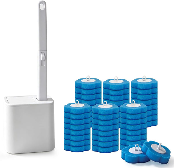 Disposable Toilet Brush with 48 Refills, ,Toilet Bowl Cleaner,Toilet Cleaning Supplies,Toilet Bowl
