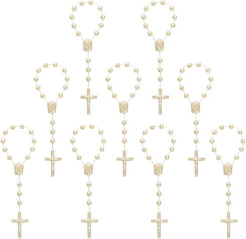 XINHUIDALSQ 50 Mini Baptism Rosary Acrylic Rosary for First Holy Communion, Baptism Party Gift, Christening Favors