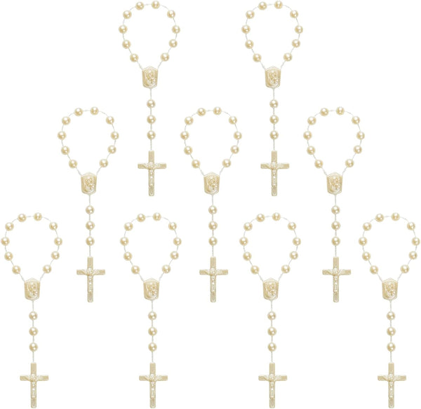 XINHUIDALSQ 50 Mini Baptism Rosary Acrylic Rosary for First Holy Communion, Baptism Party Gift, Christening Favors