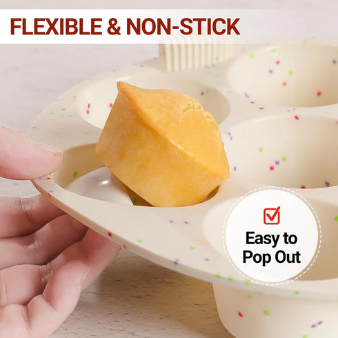 Silicone Muffin Pan for Air Fryer, Nonstick 7 Cups for Baking Egg Bites, Muffin, Tart, Cupcake, Mini Quiche