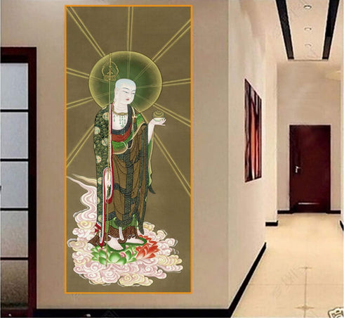 Zzooi Ksitigarbha Silk Hanging Scroll Wall Art, Ksitigarbha Bodhisattva